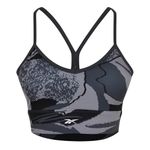 Reebok Women's 91% PES/9% EL-Interlock-hydrophilic Finish/Print-Digital Sublimation-Disperse Wire Free Classic T Shirt Workout Bra (DE731_Night Black_S)