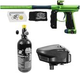 Maddog Empire Mini GS Electronic Full Auto Paintball Gun Marker w/ 48/3000 HPA Paintball Tank & Empire Halo Too Electronic Paintball Loader Starter Package - Dust Cadmium Green/Admiral Blue