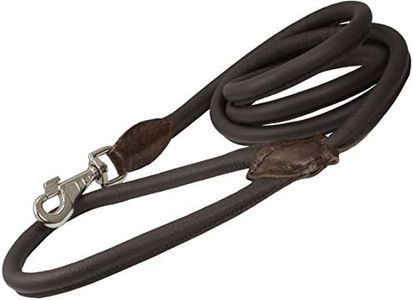 Dogs My Love Round Genuine Rolled Leather Dog Leash (Large: 1/2", Brown)