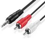 TNP 3.5mm to RCA Audio Cable (15 Feet) Bi-Directional Male to Male Nickel Plated Connector AUX Auxiliary Headphone Jack Plug Y Adapter Splitter Converter to Left/Right Stereo 2RCA Wire Cord