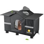 Texsens Outdoor Cat House - Weatherproof Large Cat Shelter for Outside with Roof Window- Insulated Elevated House for Stray/Barn Cats with Cozy Cushion - Ideal Waterproof Feral Cat House