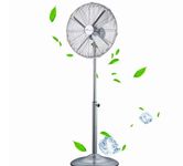 UR CHOICE 16'' Metal Pedestal Fan | 3 Speeds | Chrome Finish | Silent Operation | High Velocity for Gym, Office, Outdoor Events, Warehouse & Industrial Use | Metal Chrome Fan