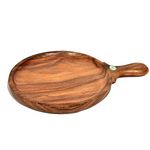 All About Wood Sheesham Wood Classical Youth Pizza/Snack Serving Plate (Plate Diameter: 10 Inches, Brown)