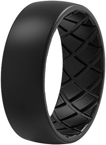 ThunderFit Men Silicone Wedding Rings, Breathable Pattern Engagement Bands 8mm Wide 2mm Thick - 1/4/7 Variety Multipack, 7.5 - 8 (18.2mm), Silicone, No Gemstone