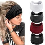 Achieer Headbands for Women,4 Pack Fashion Ladies Wide Head Bands Elastic Hair Band Knoted Turban Non Slip,Sport Sweat Headband for Yoga,Running