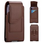 nuoku Cell Phone Pouch for iPhone 15 14 13 12 11 Pro Max Series, PU Leather Phone Holster with Belt Clip for S22 Plus/S21 Plus/S20 Plus with Magnetic Closure (Brown)