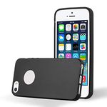 cadorabo Case works with Apple iPhone 5 / iPhone 5S / iPhone SE in METALLIC BLACK - Shockproof and Scratch Resistant TPU Silicone Cover - Ultra Slim Protective Gel Shell Bumper Back Skin