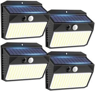 SIGRILL Luz Solar Exterior, 150LED Luces Solares Con Sensor De Movimiento, Focos Solares Exterior con 3 Modos, IP65 Impermeable Lamparas Exterior para Jardín, Garaje, Calle, Patio, Caminos (4 Paquete)