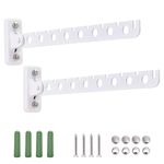 Wall Mount Clothes Hanger Laundry Hanger Dryer Rack White Retractable Clothes Rack Wall Hangers for Clothes Closet Wall Mounted Clothes Hanger 2 Pack