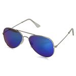 ROZIOR Kid's Aviator Sunglasses With Non-Polarization Uv Protection Green Mirror Lens With Silver Frame, Model: Rwuk0909M1 Casual