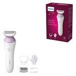 Philips Lady Shaver Series 6000 — cordless wet and dry shaver with 4 accessories, body scrub glove, comb attachment (model BRL136/00)