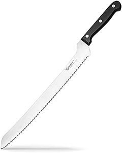 Humbee, 12 Inch Offset Bread Knife Serrated Knife Wave Edge Blade, Black