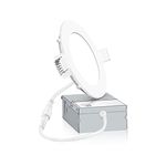 INCARLED 4Inch LED Recessed Slim Pot Light with Junction Box, 3000K, Dimmable IC Rated Ceiling Lighting/Potlight, 9W(=75W) 750LM, Warm White/3000K (Single)