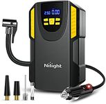 Nilight Tire Inflator Portable Air Compressor 12VDC Car Air Pump 150PSI Digital Tire Pressure Gauge Auto Shutoff Tire Pump for Car SUV Motorcycle Bicycle ATV, 2 Year Warranty