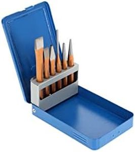 GEDORE Tool Set, 6-pc. Set, Complete, in Metal case, Chisels, Centre Punch, Driver, Tool case, 106 D