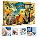 Eco Light Wall Art Canvas Egyptian Goddesses Epic 60 x 90 cm African Design for Home Decor and SPA Collage Set of 4, Dual View Surprise Artwork Modern Framed Ready to Hang Wall Art Painting!