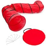 Trademark Innovations 16' Dog Agility and Obedience Training Tunnel with Carry Bag and Stakes (Red)