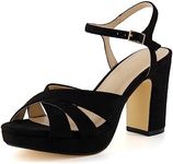 CUSHIONAIRE Women's Mood platform dress sandal +Memory Foam and Wide Widths Available, Black Microsuede 10 W