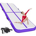 Inflatable Gymnastics Air Tumbling Track Mat Length 10ft Thickness 4 inches Tumble Track Floor Mat with Electric Air Pump for Home Use Training Cheerleading Yoga Water Gym Park