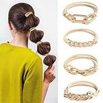 Luiaiog 4-Pack Gold No Damage Hair Ties - Cute Wrist Bracelet and Practical Elastic Design, Use as Hair Tie or Fashion Accessory for Work, Sports, Yoga