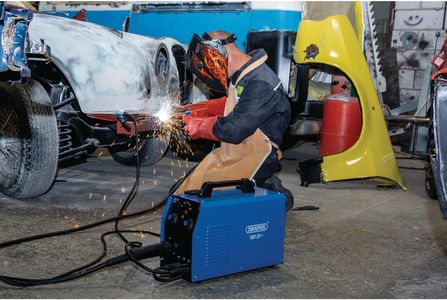 Draper MIG Inverter Welder 160A – Portable Blue Welding Machine