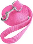 Jackpet 6ft 10ft 30ft Pink Long Leather 360 Swivel Training Dog Leash,for Large,Medium and Small Dog Lead,Hiking Walk in Outdoor,Backyard Camping or Play,Great for Parks and Fetch (10FT, Pink)