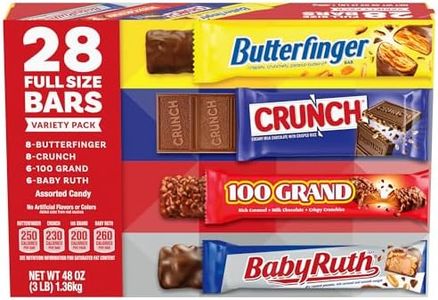 Butterfinger, CRUNCH, Baby Ruth and 100 Grand, 28 Count, Assorted Full Size Individually Wrapped Candy Bars, Halloween Candy, 48 oz