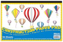 BAZIC Products Mini Construction Paper Pad 64 Sheet 6" X 9", Assorted Colors, for Fold Cut Glue, Gift for Classrooms School Home DIY, 48-Pack