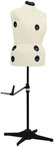 vidaXL Adjustable Dress Form, Female L Size 44-50, Cream and Black, Ideal for Fashion Design and Tailor Shops, Polyester, ABS, Rotary Wheels for Easy Adjustments