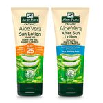 Aloe Pura Organic Aloe Vera Sun Lotion SPF 25 & Aftersun, Natural, Vegan, Cruelty Free, Paraben & SLS Free, Long-Lasting Shield, Medium Protection, 200 ml