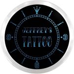 ncx0030-tm Jeffrey's Tattoo Custom Name Neon Sign Clock