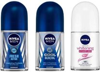 NIVEA FRESH ACTIVE, COOLKICK & WHITENING SMOOTH SKIN ROLL ON 25 ML EACH Deodorant Roll-on - For Men & Women (Pack of 3) Deodorant Roll-on - For Men & Women (75 ml, Pack of 3)