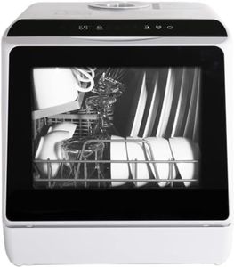 Fullwatt Mini Geschirrspüler, Freistehender Tischgeschirrspüler, mit/ohne Wasseranschluss nutzbar, ragbarer Geschirrspüler mit 5+1 Programme, Integriertem 5 Liter Wassertank, Touch Control LED Anzeige