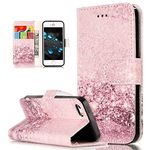 iPhone 5S Case,iPhone 5 Case,iPhone SE Case,ikasus Painted Marble PU Leather Fold Wallet Pouch Case Wallet Flip Cover Card Slots Stand Protective Case Cover for iPhone SE 5S 5,Rose Gold Marble