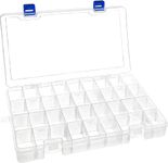 DARUITE Plastic Organizer Box Small Clear Storage Containers with Lid Adjustable Compartments Organizers for Tool, Jewelry, Tackle, Earring, Craft, Beads - 1PC, 34 Grids