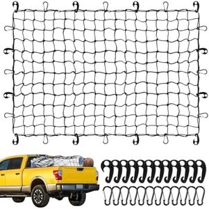STHIRA® Elastic Cargo Net for Vehicles 47.2x35.4 inches Car Carrier for Luggage with 12 Plastic Hooks & 12 Carabiners Robust Weather-Resistant Mesh Car Roof Carrier Transport Net for Trucks & SUVs