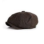 Vintage Painter Beret Caps Octagonal Newsboy Cap for men, mens flat caps designer tweed black (Herringbone coffee,XL)