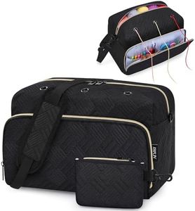 IBFUN Crochet Yarn Knitting Bag 2 Pcs Yarn Storage Organizer Crocheting Bags for Beginners with Shoulder Strap for Knit Accessories Needles Hooks