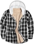 BBO Mens Winter Jacket Cotton Plaid Flannel Shirts Coat Fleece Lined Button Down Thick Hoodie Casual Sherpa hoodie Outwear