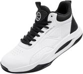 Beita High Upper Basketball Shoes for Men Sneakers Breathable Sports Shoes Anti Slip, White, 9.5