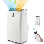 COSTWAY 5 in 1 Portable Air Conditioner with WiFi Smart APP, 12000BTU/14000BTU Mobile Heater, Cooler, Fan, Dehumidifier with Sleep Mode, 24H Timer, 3 Fan Speed & Remote Control (12000BTU)