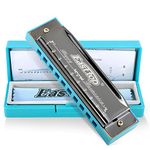 East top Blues Harmonica, Diatonic 10 Holes C Key Happy Harmonica Mouth Organ for Beginner,Kids,Children,Students,Gift,with Carrying Plastic Case,Clean Cloth and Manual