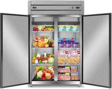 Tylza Commercial Refrigerator and Freezer Combo, 48" W Dual Temperature Zones, All Stainless Steel Design, 770L 6 Adjustable Shelves Refrigerator and Freezer Combo for Restuarant, Shop, Garage, etc