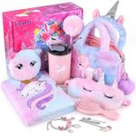 Unicorns Gifts for Girls 4 5 6 7 8 9 10+ Years Old with Unicorns Handbag Purse/Diary with Lock/Headband/Eye Mask/Water Bottle, Kids Unicorn Toy Soft Plush Toys Set for Birthday Gifts Christmas