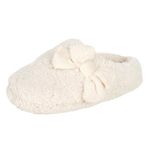 Jessica Simpson Women's Plush Marshmallow Slide on House Slipper Clog with Memory Foam, Ivory, Medium