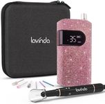 Professional Nail Drill Machine, Lavinda 35000RPM Electric Nail File for Acrylic Gel Nails, Cordless Portable Nail Drill Kit with Coreless Motor, Manicure Pedicure Shape Tools (Diamond, Pink)