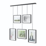 Umbra Exhibit Picture Frame Gallery Set, Adjustable Collage Display for 5 Photos, Prints, Artwork and More, Holds two 4 x 6" and three 5 x 7" Photos, Black, 5 Frames