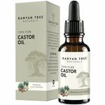 Banyan Tree Natural Castor oil 30ML 100% Pure & Natural Premium Quality Freshly Pressed UV Glass Bottle Hexane Free Eyelashes, Eyebrows, Skin & Hair Growth