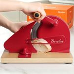 Manual Bread Slicer for Homemade Sourdough Bread, Adjustable Thickness&Metal Guide, Hand Crank Bread Slicer with Scale Line and Suction Cup, Sharp Blade, Suitable for Sourdough Bread, Etc (red)