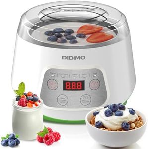 Yogurt Maker, Greek Yogurt Maker with Timer Control and Strainer, Yogurt Maker Machine with Stainless Steel Liner, Electric Portable Yogurt Maker for Yogurt, Greek Yogurt, Cheese, Natto (White)